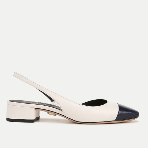 Veronica Beard Cecile Leather Cap-Toe Slingback Heels - Picture 9 of 11